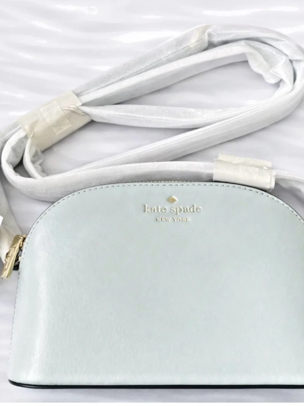 kate spade Light Blue Dome Crossbody with Gold Logo